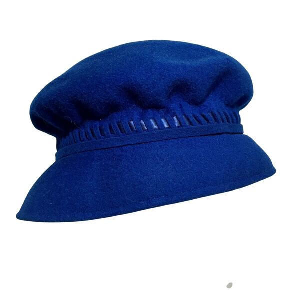 Royal blue Glenover felted wool pillbox hat vintage mid century ribbon trim - Picture 2 of 10